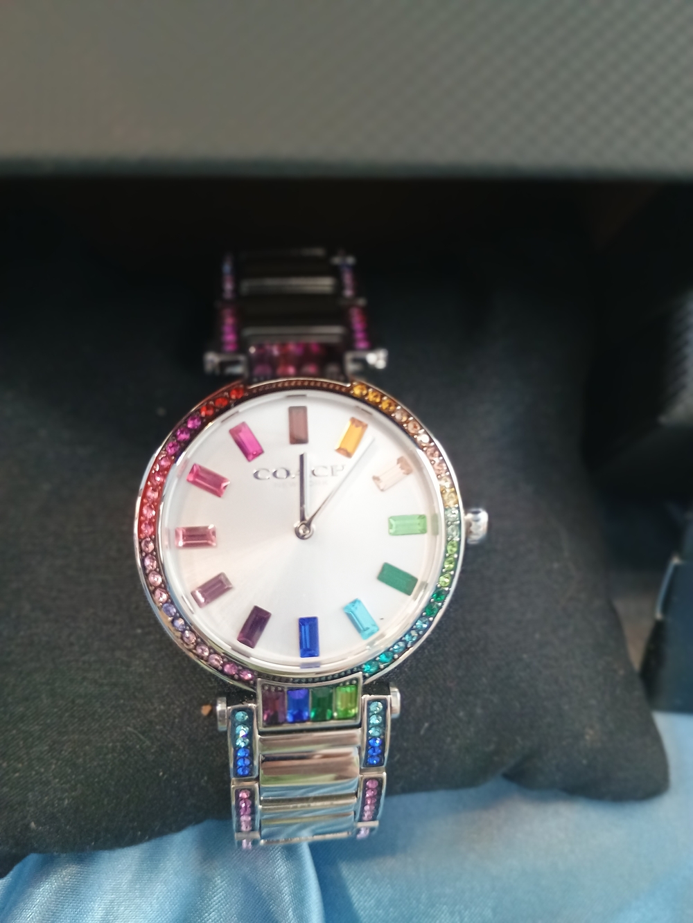 Coach Silver-Tone Watch with Multicolor Crystal Accents - Picture 4 of 4
